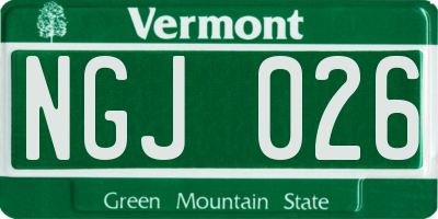 VT license plate NGJ026