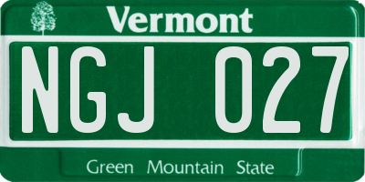 VT license plate NGJ027