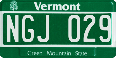 VT license plate NGJ029