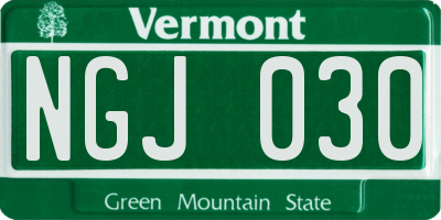 VT license plate NGJ030