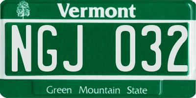 VT license plate NGJ032