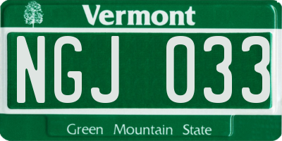 VT license plate NGJ033