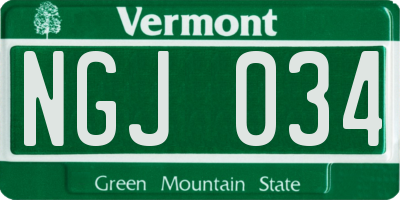 VT license plate NGJ034