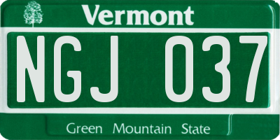 VT license plate NGJ037