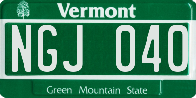 VT license plate NGJ040