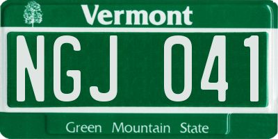 VT license plate NGJ041