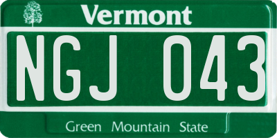 VT license plate NGJ043