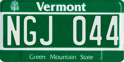 VT license plate NGJ044