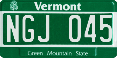 VT license plate NGJ045