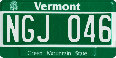 VT license plate NGJ046