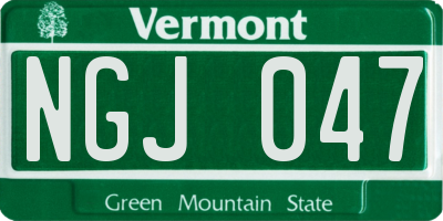 VT license plate NGJ047