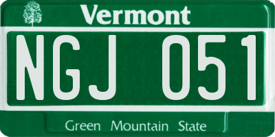 VT license plate NGJ051