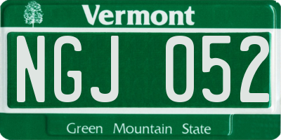 VT license plate NGJ052