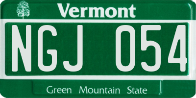 VT license plate NGJ054