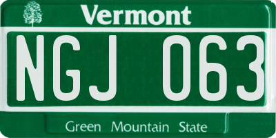 VT license plate NGJ063