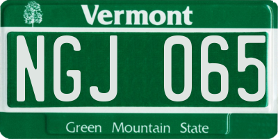 VT license plate NGJ065