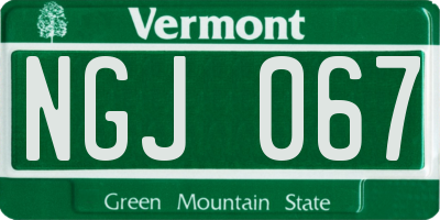VT license plate NGJ067