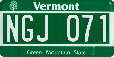 VT license plate NGJ071