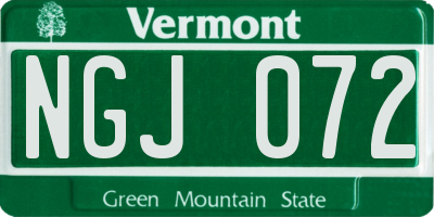 VT license plate NGJ072
