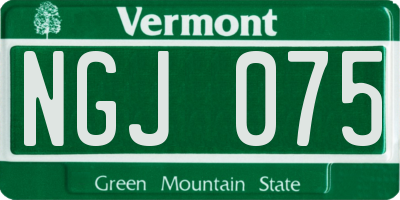 VT license plate NGJ075