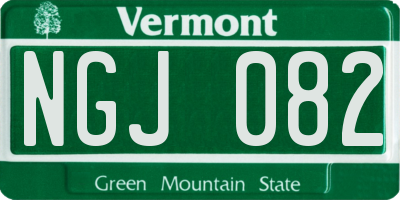 VT license plate NGJ082