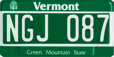 VT license plate NGJ087