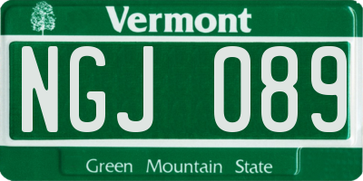 VT license plate NGJ089