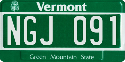 VT license plate NGJ091
