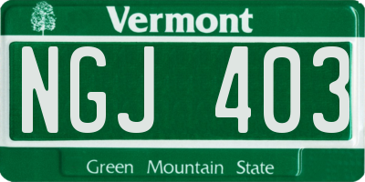 VT license plate NGJ403