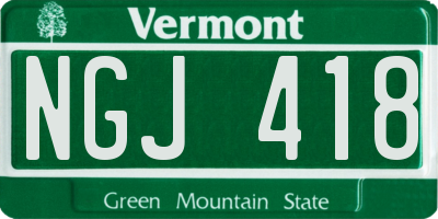 VT license plate NGJ418