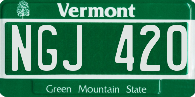 VT license plate NGJ420