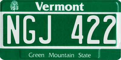 VT license plate NGJ422