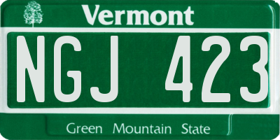 VT license plate NGJ423