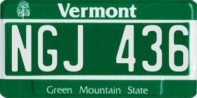VT license plate NGJ436