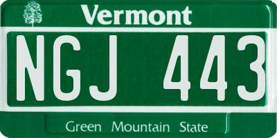 VT license plate NGJ443