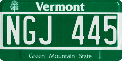 VT license plate NGJ445