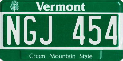 VT license plate NGJ454