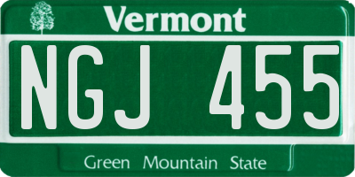VT license plate NGJ455