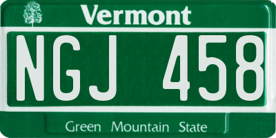 VT license plate NGJ458