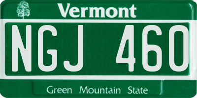 VT license plate NGJ460