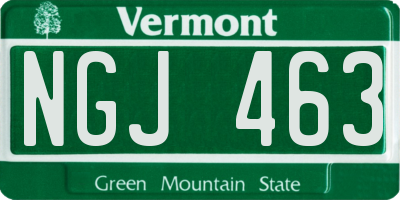 VT license plate NGJ463