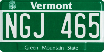 VT license plate NGJ465