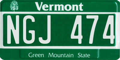 VT license plate NGJ474