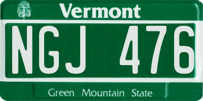 VT license plate NGJ476