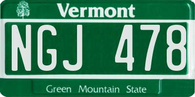 VT license plate NGJ478
