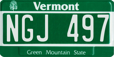 VT license plate NGJ497