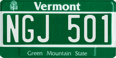 VT license plate NGJ501
