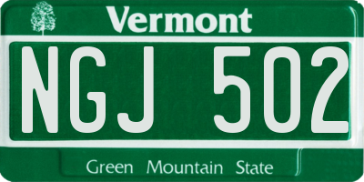 VT license plate NGJ502