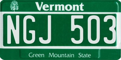VT license plate NGJ503