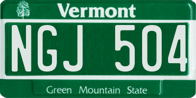 VT license plate NGJ504